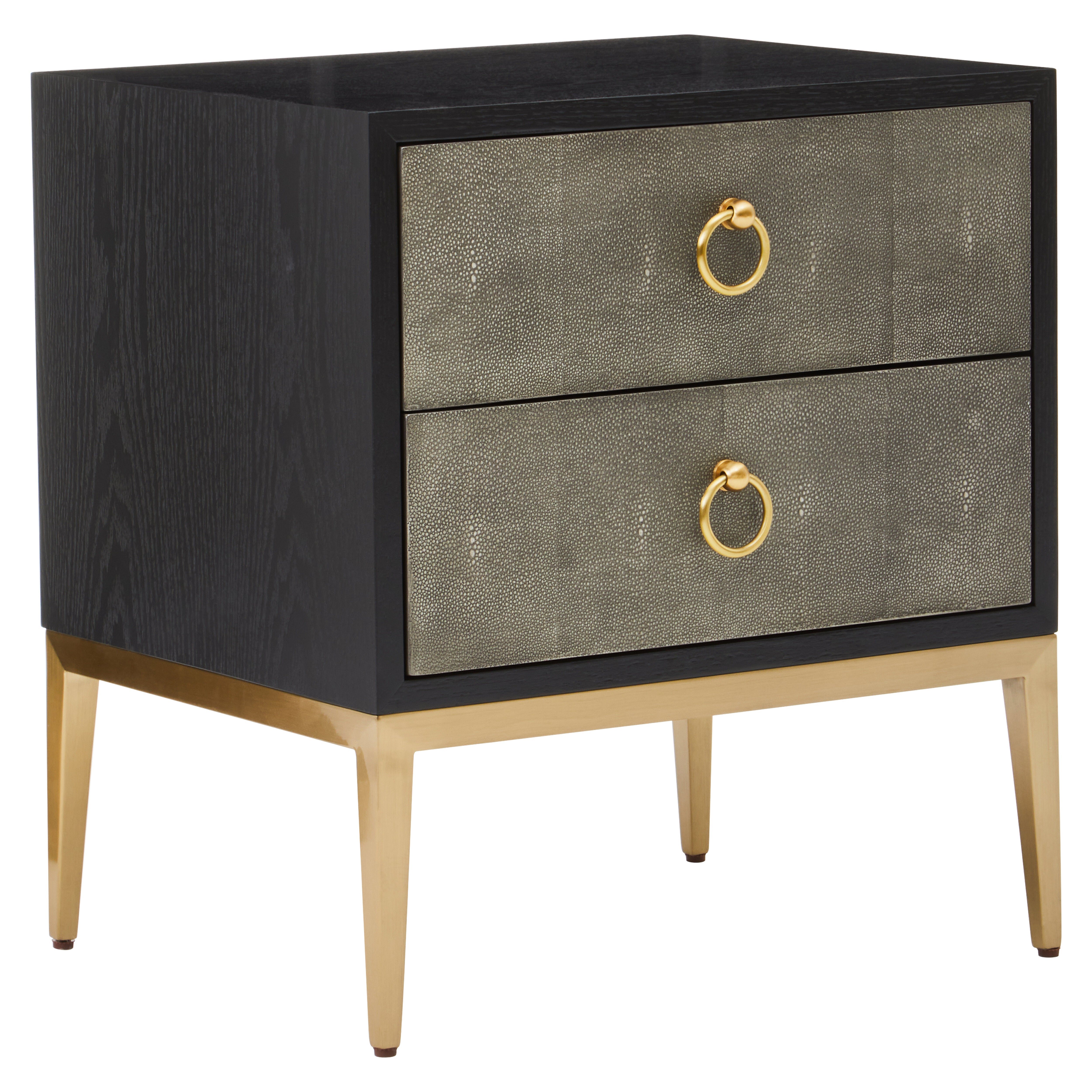 Roselle Grey Faux Shagreen Side Table | 2 Drawers
